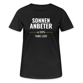 Sonnenanbeter zu 100% Tanke Licht - Frauen T-Shirt atmungsaktiv - Schwarz - Vorne - AI Model Female 172 light (172cm)