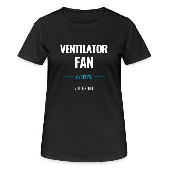 Ventilator Fan zu 100% Volle Stufe - Frauen T-Shirt atmungsaktiv - Schwarz - Vorne - AI Model Female 172 light (172cm)