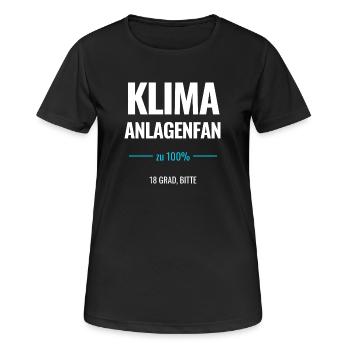 Klimaanlagenfan zu 100% 18 Grad bitte - Frauen T-Shirt atmungsaktiv - Schwarz - Vorne - AI Model Female 172 light (172cm)