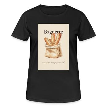 Baguette Weil Glück Knusprig Sein Darf - Frauen T-Shirt atmungsaktiv - Schwarz - Vorne - AI Model Female 172 light (172cm)