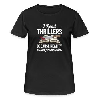 Thriller Bücher Club Krimi Leser Mystery - Frauen T-Shirt atmungsaktiv - Schwarz - Vorne - AI Model Female 172 light (172cm)