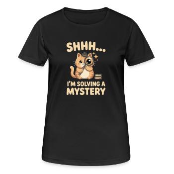 Katzen Thriller Bücher Leser Mystery Bücherwurm - Frauen T-Shirt atmungsaktiv - Schwarz - Vorne - AI Model Female 172 light (172cm)