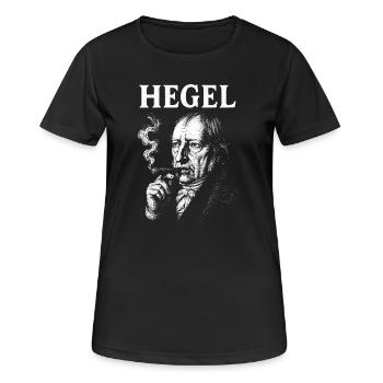 Hegel raucht eine Zigarre - Frauen T-Shirt atmungsaktiv - Schwarz - Vorne - AI Model Female 172 light (172cm)