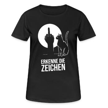 Erkenne Die Zeichen Mittelfinger Schatten Mieze - Frauen T-Shirt atmungsaktiv - Schwarz - Vorne - AI Model Female 172 light (172cm)