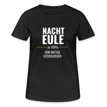 Nachteule zu 100% – Vor Mittag geschlossen - Frauen T-Shirt atmungsaktiv - Schwarz - Vorne - AI Model Female 172 light (172cm)