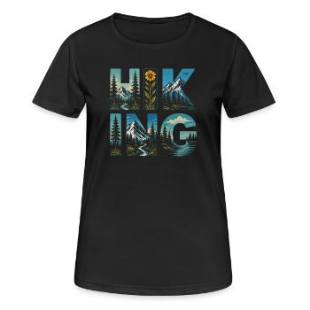 Randonnée - Aventure en plein air - T-shirt respirant Femme - noir - Devant - AI Model Female 172 light (172cm)