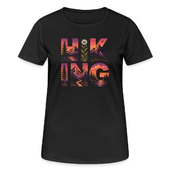 Randonnée - Aventure en plein air - T-shirt respirant Femme - noir - Devant - AI Model Female 172 light (172cm)