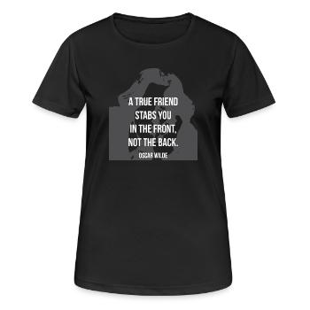 Oscar-Wilde-Zitat über Freundschaft - Frauen T-Shirt atmungsaktiv - Schwarz - Vorne - AI Model Female 172 light (172cm)