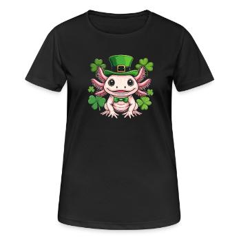 Axolotl im Leprechaun-Hut - Frauen T-Shirt atmungsaktiv - Schwarz - Vorne - AI Model Female 172 light (172cm)