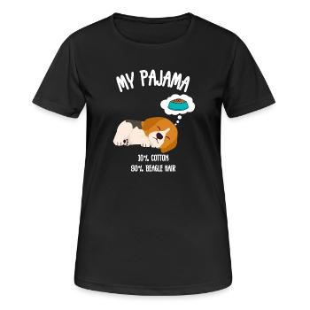 Hunde-Beagle-Haar-Pyjamas - Frauen T-Shirt atmungsaktiv - Schwarz - Vorne - AI Model Female 172 light (172cm)