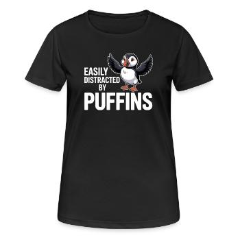 Facilement distrait par les macareux Lustiger - T-shirt respirant Femme - noir - Devant - AI Model Female 172 light (172cm)