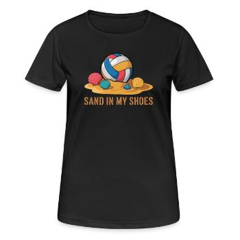  Sand In My Shoes Beachvolleyball Sommer Strand - Frauen T-Shirt atmungsaktiv - Schwarz - Vorne - AI Model Female 172 light (172cm)