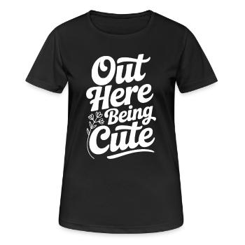 Hier draußen süß sein - Frauen T-Shirt atmungsaktiv - Schwarz - Vorne - AI Model Female 172 light (172cm)