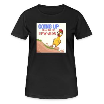 Humour motivant de Drôle de poulet qui monte vers le haut - T-shirt respirant Femme - noir - Devant - AI Model Female 172 light (172cm)
