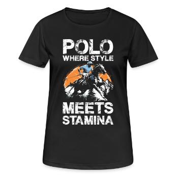 Polo Wo Stil Auf Ausdauer Trifft - Frauen T-Shirt atmungsaktiv - Schwarz - Vorne - AI Model Female 172 light (172cm)