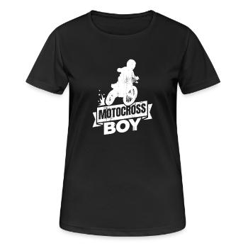 Garçon Motocross - T-shirt respirant Femme - noir - Devant - AI Model Female 172 light (172cm)