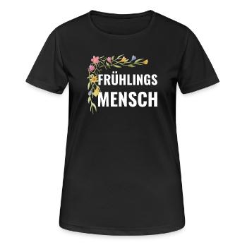 Frühlingsmensch – Blumen Statement - Frauen T-Shirt atmungsaktiv - Schwarz - Vorne - AI Model Female 172 light (172cm)