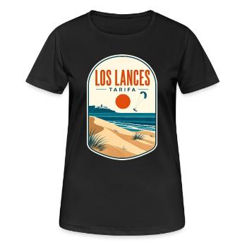 Los Lances Tarifa Kite Surfing Andalucia Coast - Women's Breathable T-Shirt - black - Front - AI Model Female 172 light (172cm)