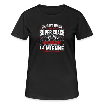 T-shirt Cadeau Super Coach Équipe - T-shirt respirant Femme - noir - Devant - AI Model Female 172 light (172cm)