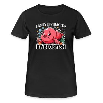 Facilement distrait par le poisson-blobfish Lustiger Blobfisch - T-shirt respirant Femme - noir - Devant - AI Model Female 172 light (172cm)