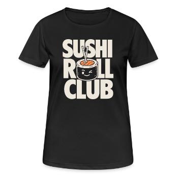 Sushi Roll Club Design de la nourriture drôle - T-shirt respirant Femme - noir - Devant - AI Model Female 172 light (172cm)