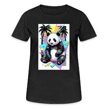 Panda - Frauen T-Shirt atmungsaktiv - Schwarz - Vorne - AI Model Female 172 light (172cm)