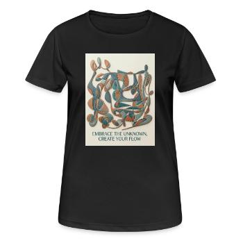 Umarmen Sie den unbekannten Fluss — Abstrakte Strichzeichnung - Frauen T-Shirt atmungsaktiv - Schwarz - Vorne - AI Model Female 172 light (172cm)