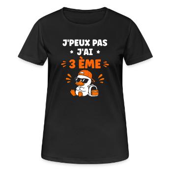 J'peux pas j'ai 3ème - T-shirt respirant Femme - noir - Devant - AI Model Female 172 light (172cm)