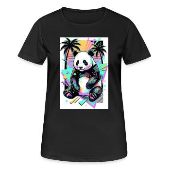 Panda - Frauen T-Shirt atmungsaktiv - Schwarz - Vorne - AI Model Female 172 light (172cm)