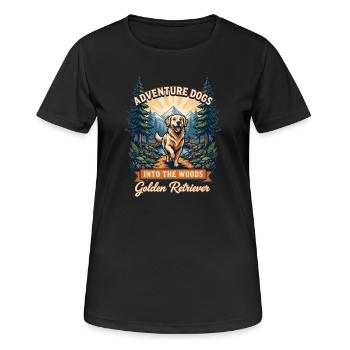 Chiens d’aventure – Golden Retriever Randonnée Vintage - T-shirt respirant Femme - noir - Devant - AI Model Female 172 light (172cm)