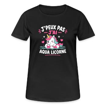 Aqua Licorne Pastel - T-shirt respirant Femme - noir - Devant - AI Model Female 172 light (172cm)