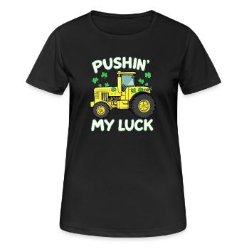 Pushin' My Luck Traktor St Patricks Day - Frauen T-Shirt atmungsaktiv - Schwarz - Vorne - AI Model Female 172 light (172cm)