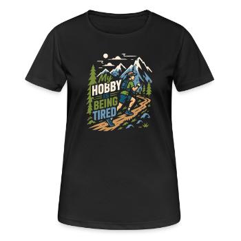 Trail Running - Mon hobby, c’est d’être fatigué - T-shirt respirant Femme - noir - Devant - AI Model Female 172 light (172cm)