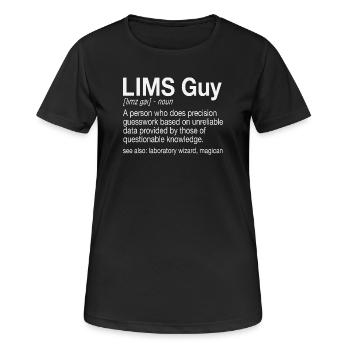 LIMS Laboratoire Guy Gestion de l’Information Main-d’œuvre - T-shirt respirant Femme - noir - Devant - AI Model Female 172 light (172cm)