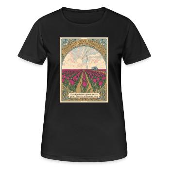 Tulpenfeld und Windturbine - Frauen T-Shirt atmungsaktiv - Schwarz - Vorne - AI Model Female 172 light (172cm)