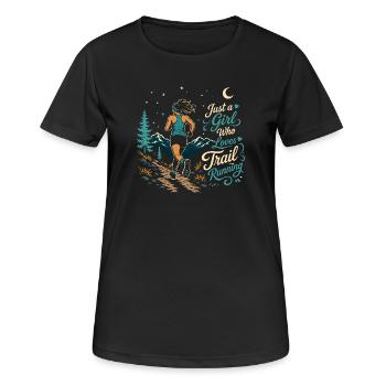 Nur ein Mädchen, das Trailrunning liebt - Frauen T-Shirt atmungsaktiv - Schwarz - Vorne - AI Model Female 172 light (172cm)