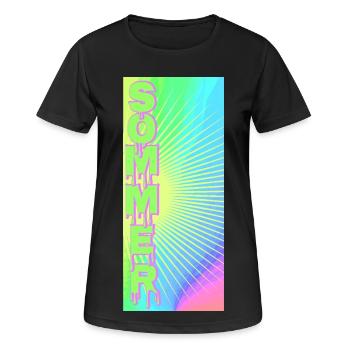 Sommer Sonnenstrahlen Neon  - Frauen T-Shirt atmungsaktiv - Schwarz - Vorne - AI Model Female 172 light (172cm)
