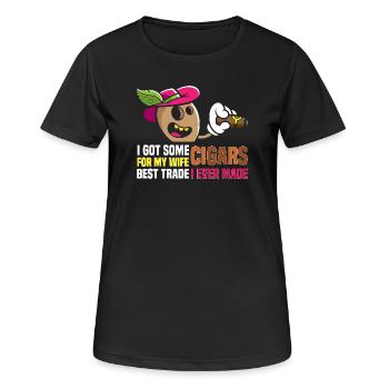 Zigarre Zigarrenraucher Rauchen - Frauen T-Shirt atmungsaktiv - Schwarz - Vorne - AI Model Female 172 light (172cm)