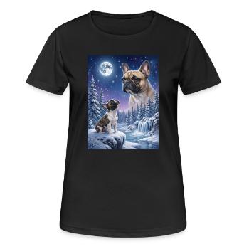 Hurlant au chien de la lune Bouledogue français - T-shirt respirant Femme - noir - Devant - AI Model Female 172 light (172cm)