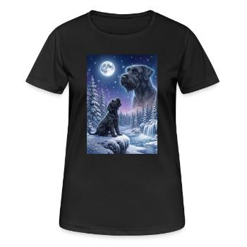 Howling to the Moon Meme Dog Giant Schnauzer - Women's Breathable T-Shirt - black - Front - AI Model Female 172 light (172cm)