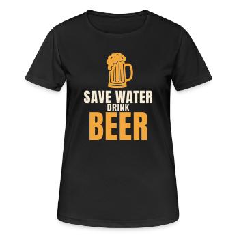 Save Water Drink Beer lustiger Bier Spruch - Frauen T-Shirt atmungsaktiv - Schwarz - Vorne - AI Model Female 172 light (172cm)