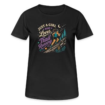 Nur ein Mädchen, das Trailrunning liebt - Frauen T-Shirt atmungsaktiv - Schwarz - Vorne - AI Model Female 172 light (172cm)