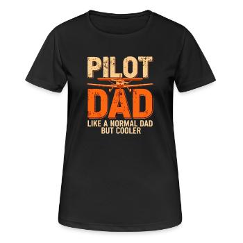 Pilot Dad Cooler Pilot - Frauen T-Shirt atmungsaktiv - Schwarz - Vorne - AI Model Female 172 light (172cm)