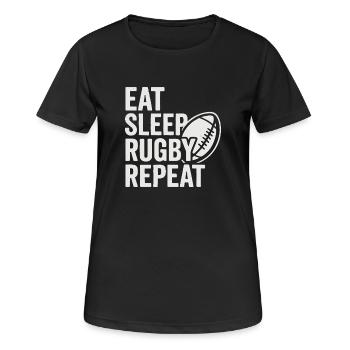 Eat Sleep Rugby Repeat - Women's Breathable T-Shirt - black - Front - AI Model Female 172 light (172cm)