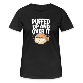 Aufgebläht Und Darüber Lustiger Mürrischer - Frauen T-Shirt atmungsaktiv - Schwarz - Vorne - AI Model Female 172 light (172cm)