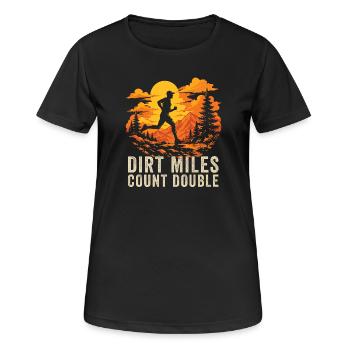 Course en sentier - Les miles en terre comptent double - T-shirt respirant Femme - noir - Devant - AI Model Female 172 light (172cm)
