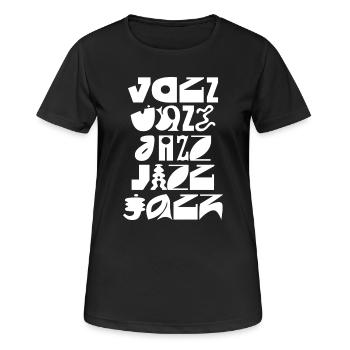Jazz-Typografie-Burst - Frauen T-Shirt atmungsaktiv - Schwarz - Vorne - AI Model Female 172 light (172cm)