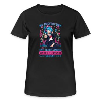 Anime et musique Chibi - T-shirt respirant Femme - noir - Devant - AI Model Female 172 light (172cm)