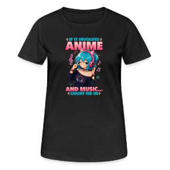 Anime et musique Chibi - T-shirt respirant Femme - noir - Devant - AI Model Female 172 light (172cm)