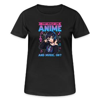 Anime et musique Chibi - T-shirt respirant Femme - noir - Devant - AI Model Female 172 light (172cm)